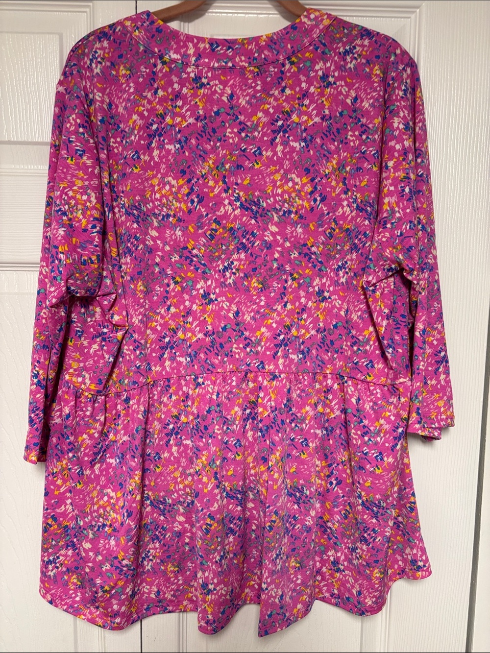 Dear Scarlett Pink Floral Peplum Tunic with Multicolor Print - Picture 6 of 6